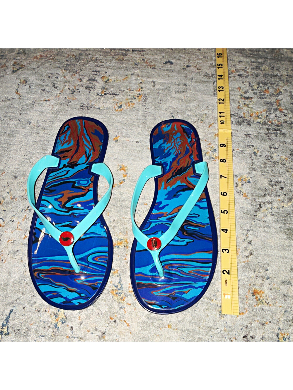 Sakroots Blue Abstract Thong Flip Flop Sandals US 9 Rubber Slip-On